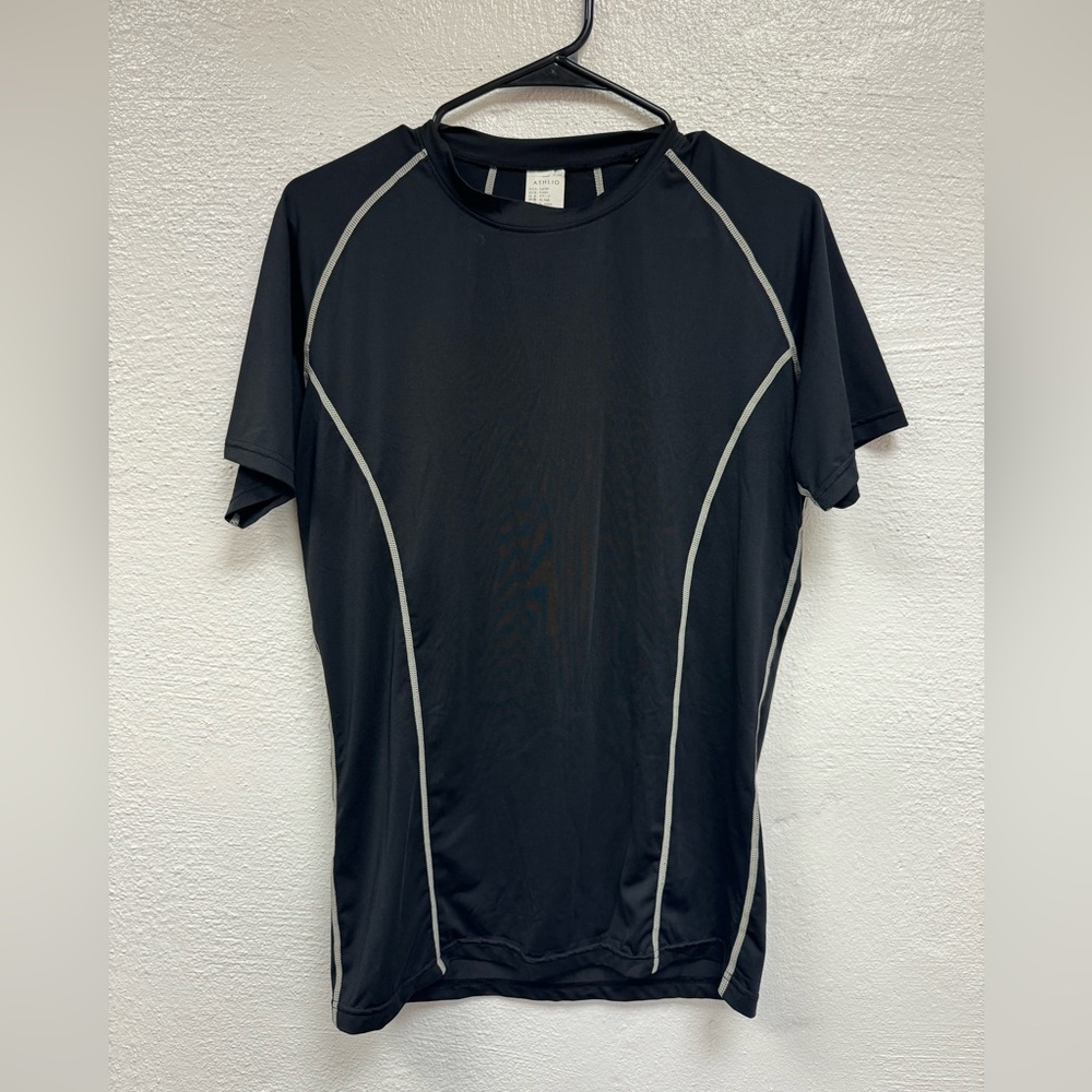 Black Compression tee White Stitching